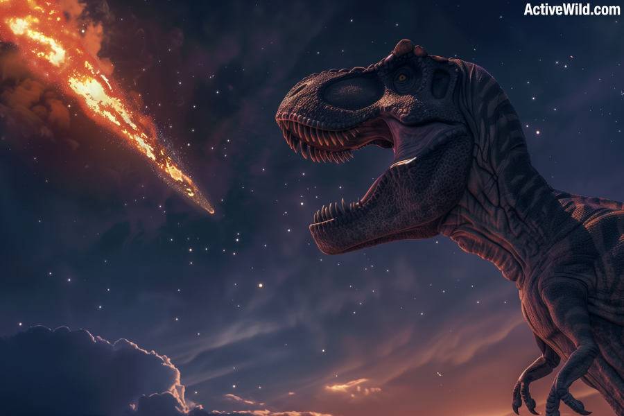 T Rex Watching Meteorite Before Extinction