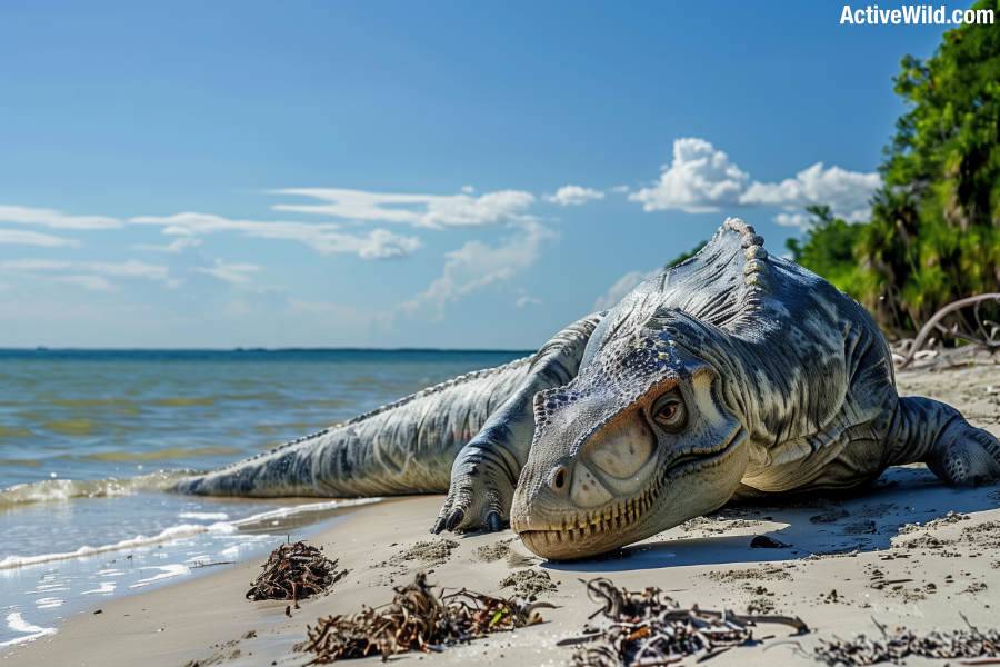 Nothosaurus hauled out on beach