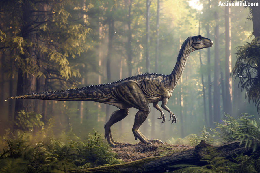 Camposaurus Dinosaur in forest