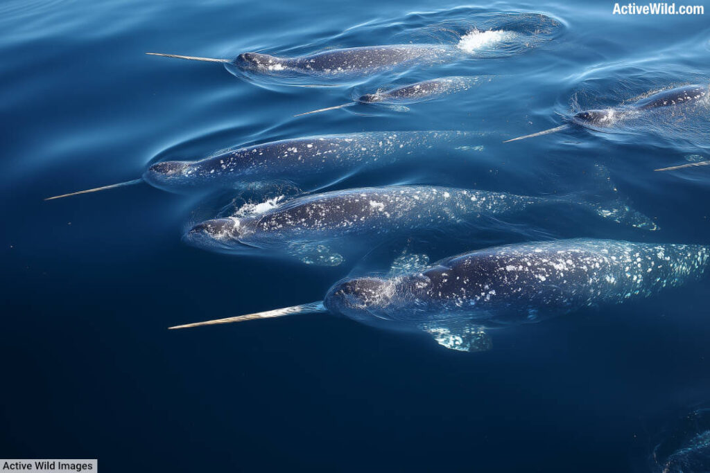 A pod of narwhals